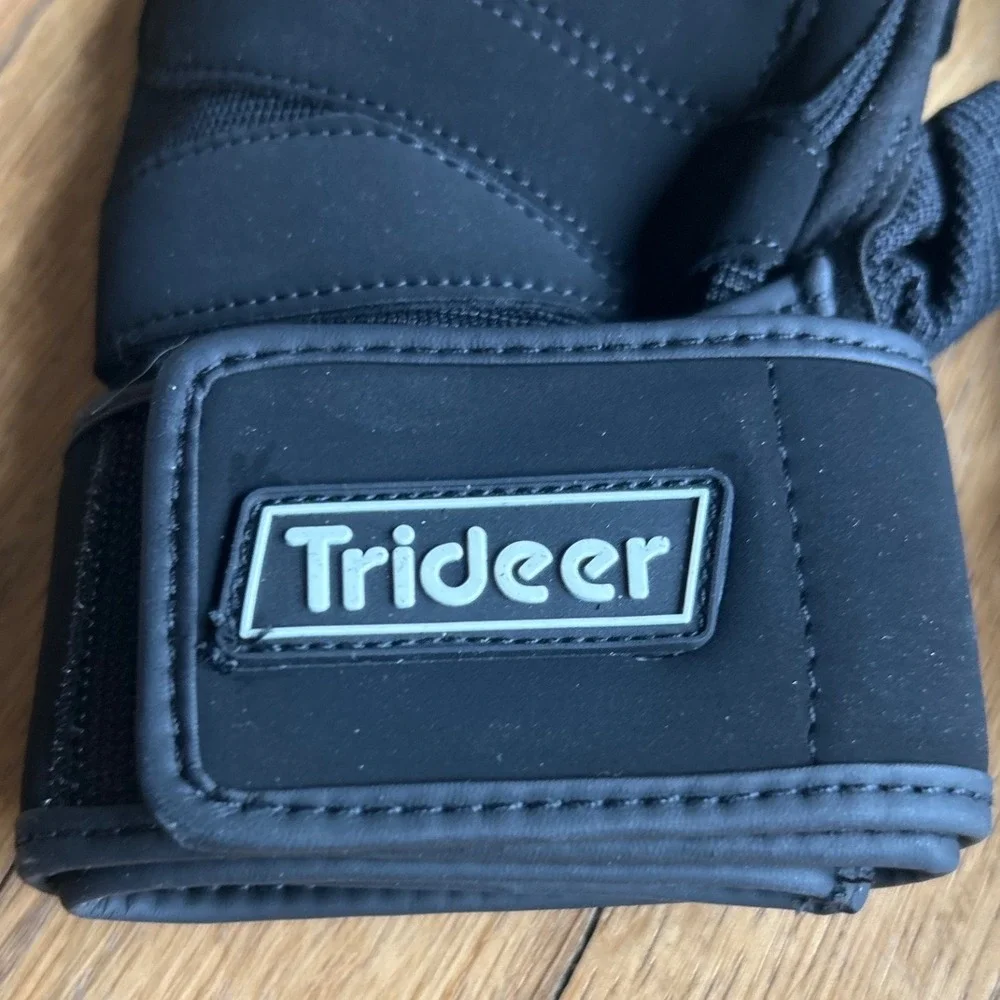 Trideer Padded Weightlifting Gloves Kid Medium Black Wrist Wrap Support CrossFit